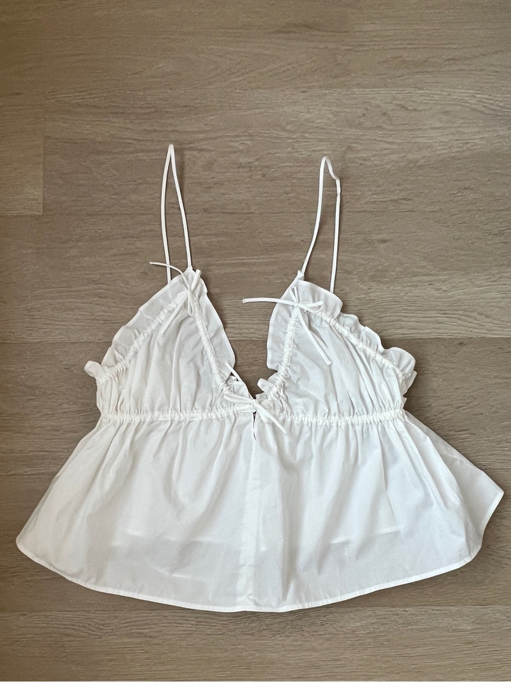 Zara White Ruffle Tie Front Crop Top – Size Small